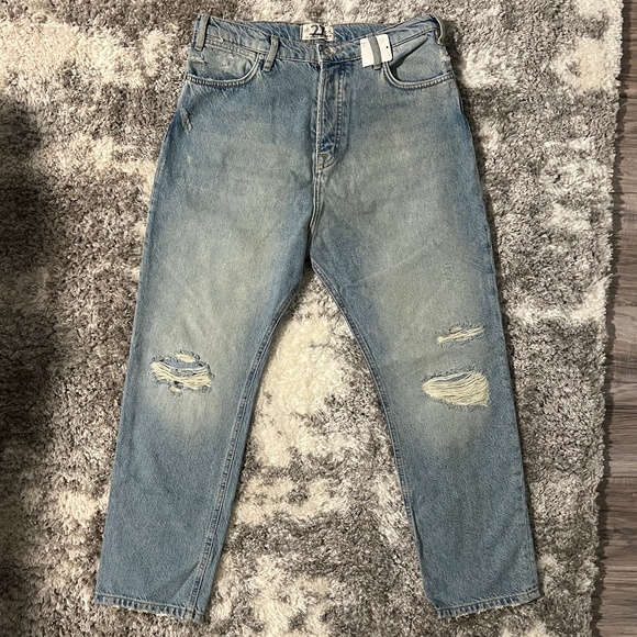 NWT Free People We the Free Ultra High Rise Straight Leg Distressed Jeans - Picture 1 of 13